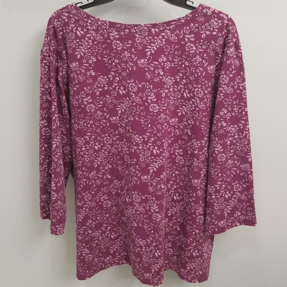 Laura Scott Purple & White 3/4 Length Sleeve Top - Picture 7 of 8